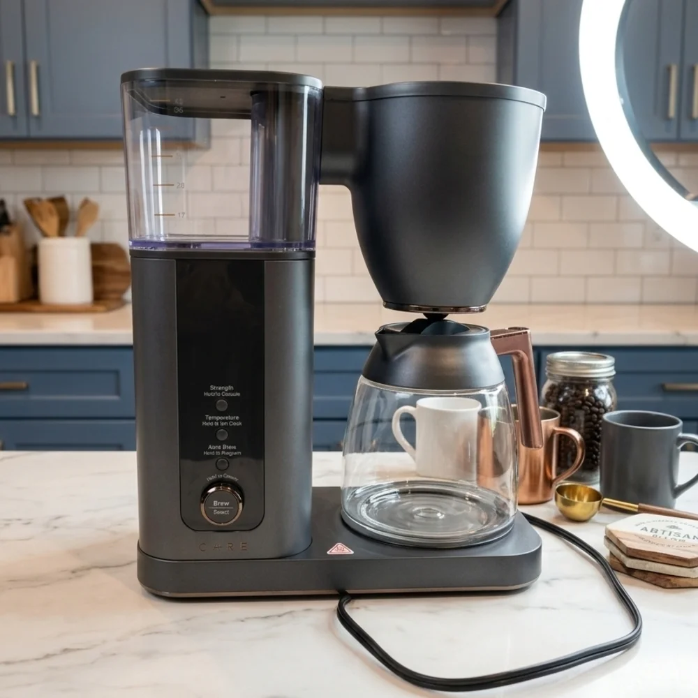 Williams Sonoma Matte Black Drip Coffee Brewer with Glass Carafe